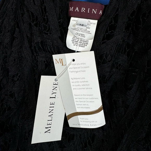 MARINA long elegant black dress size 14 - Picture 4 of 5